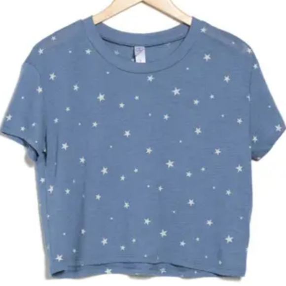 NWT ALTERNATIVE APPAREL Headliner Sustainable Star-Print Pullover Knit Crop Top - Picture 1 of 5
